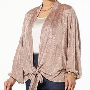 Colleen Lopez Textured Knit Tie-Front Topper